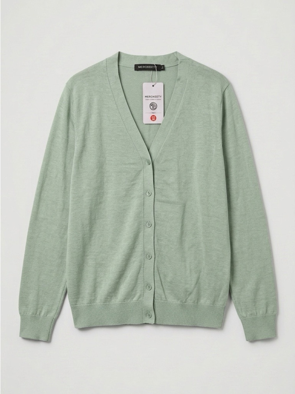 Merokeety Women's Sage V-Neck Button-Front Cardigan